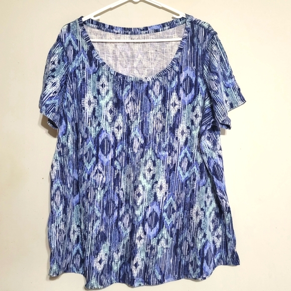 Relativity Tops - Womens 2X Blue Knit Top Relativity‎ Stretchy Tee Plus Size Work Casual Office